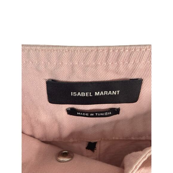 Isabel Marant Ike Belted 100% Cotton Mini Shorts High Waist Pink Size 34 $595 - Picture 6 of 9